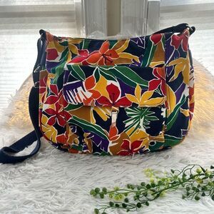 Liz Claiborne Accessories Vintage Floral Crossbody Messenger Zip Bag‎ Medium